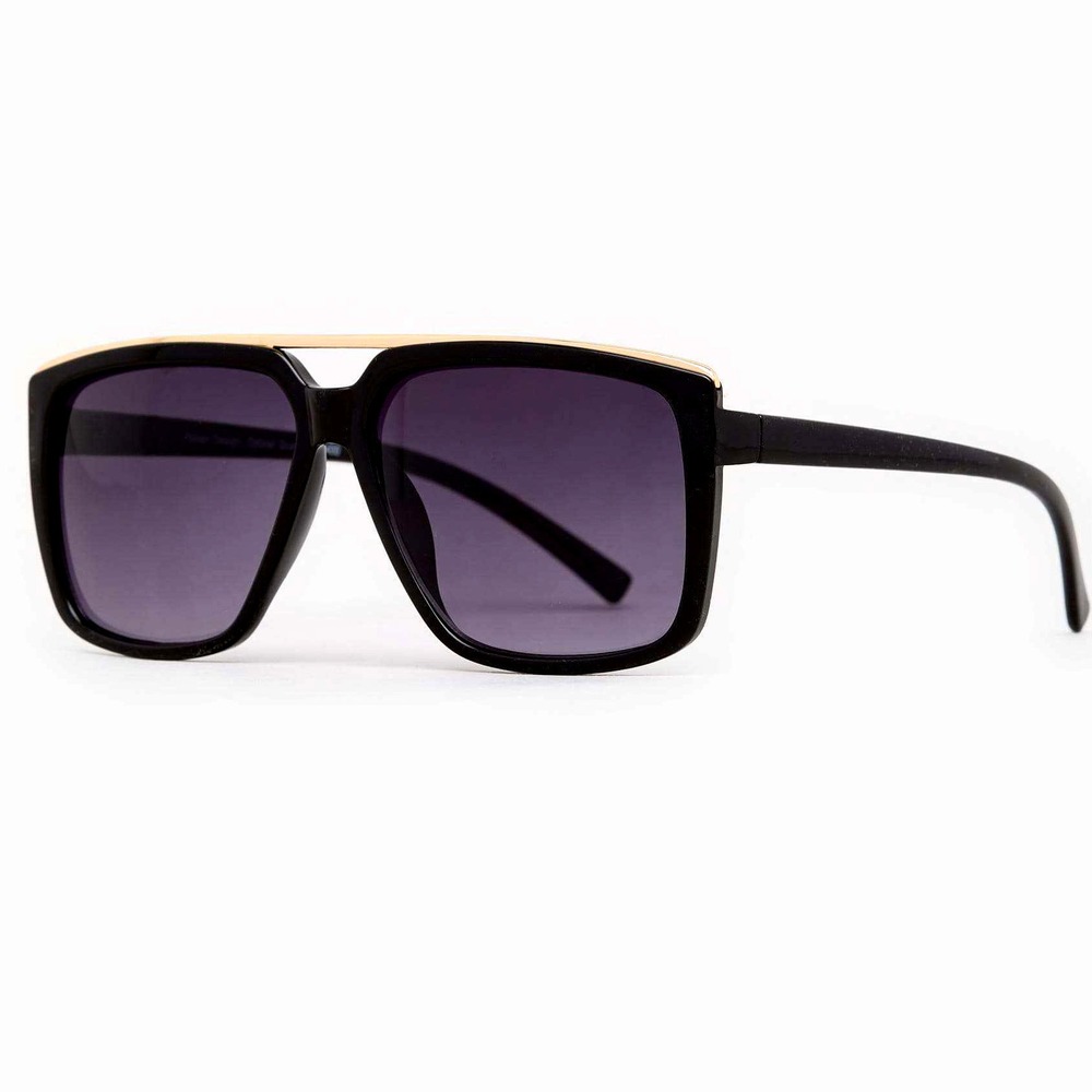 Square Sunglasses Men's‎ Oversized Fashion Shades Black Gold Accents Street Wear